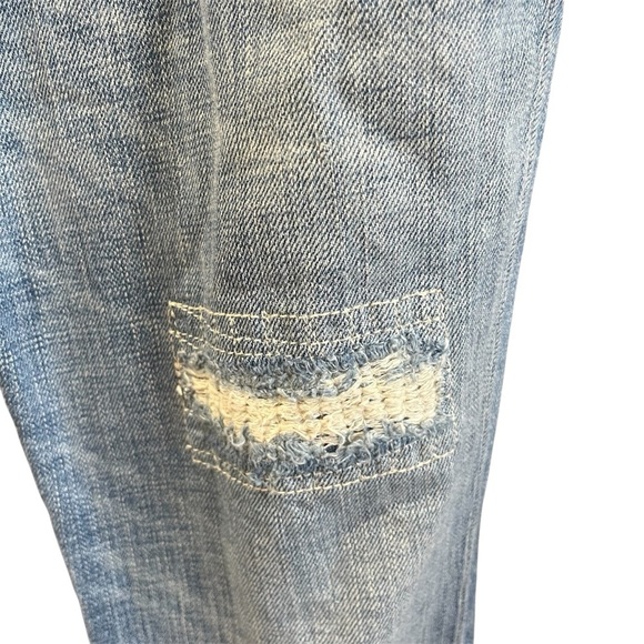 Current/Elliott The Bootcut Super Loved Repair Light Wash Destroyed Flare Jeans - Picture 4 of 14